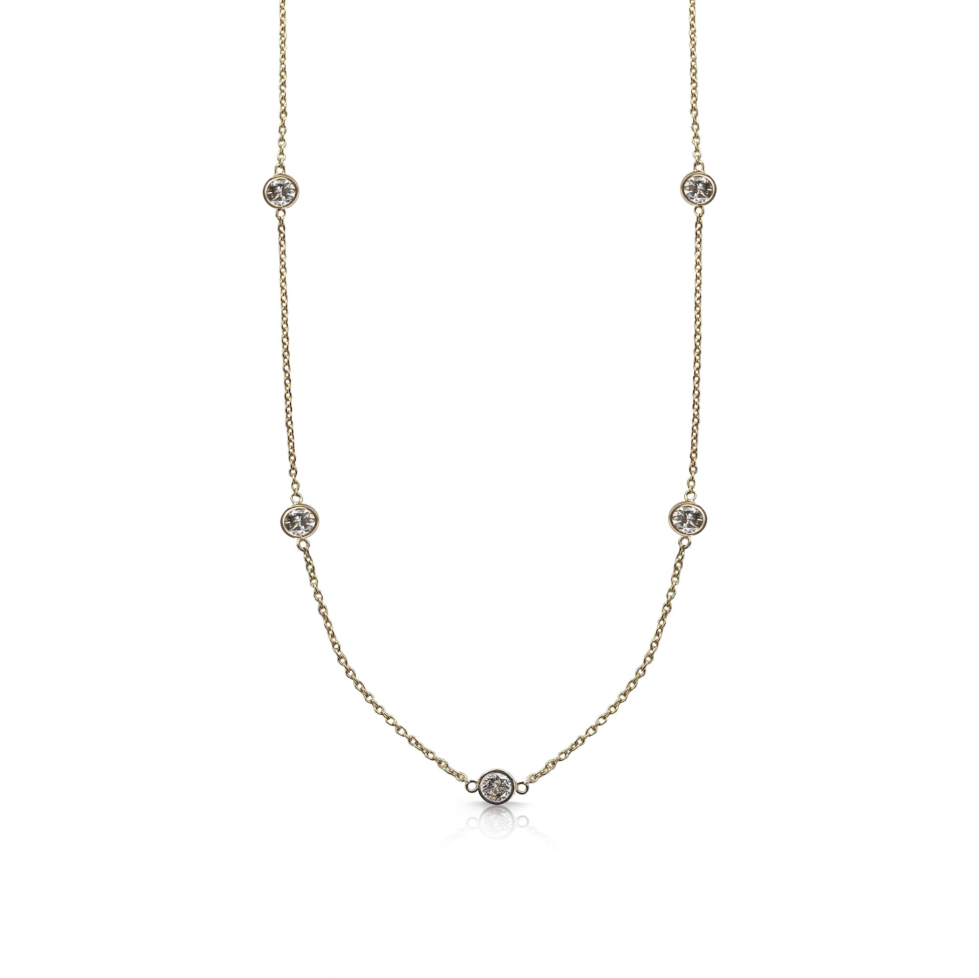 14k Yellow Gold Dainty Diamond Necklace