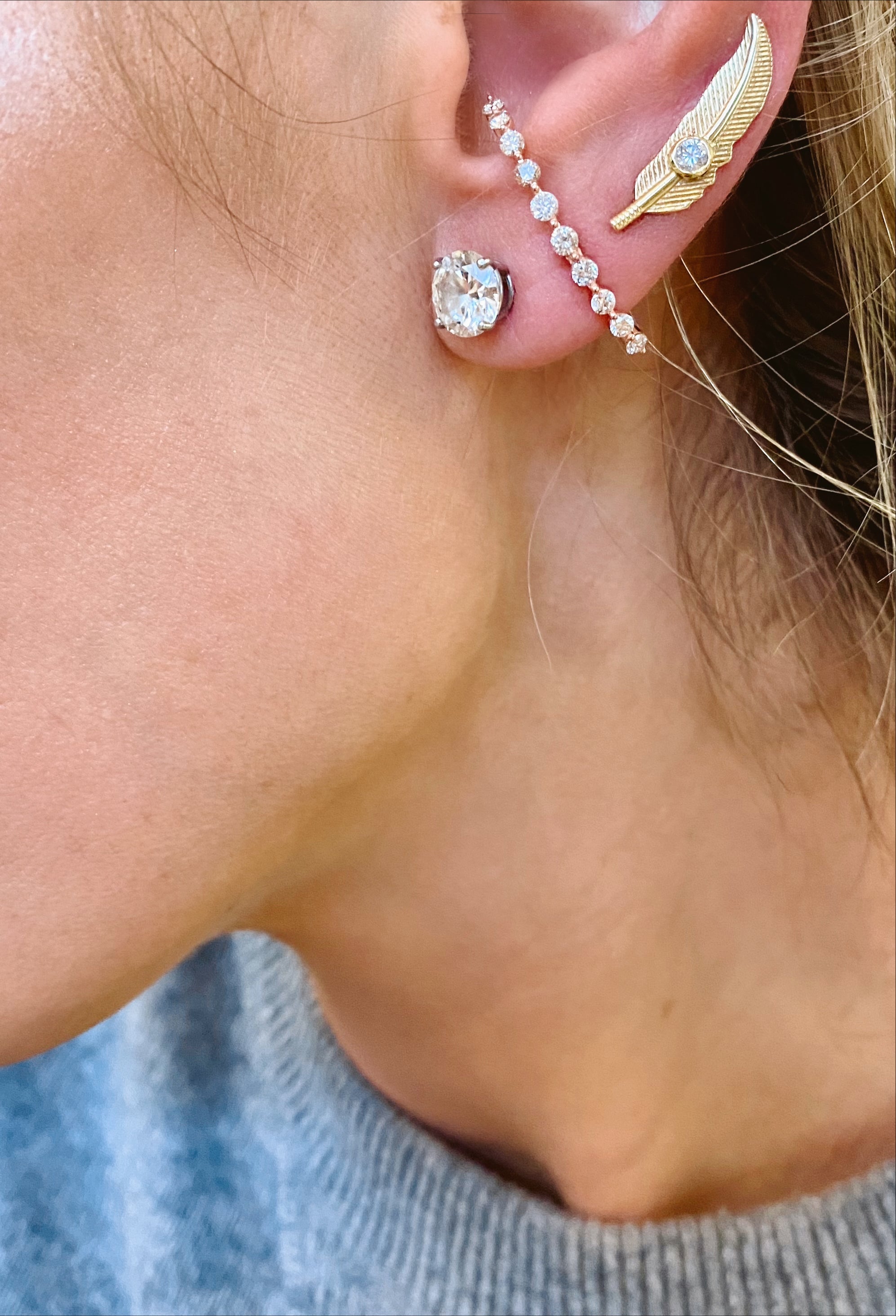 14k Yellow Gold Diamond Ear Cuff