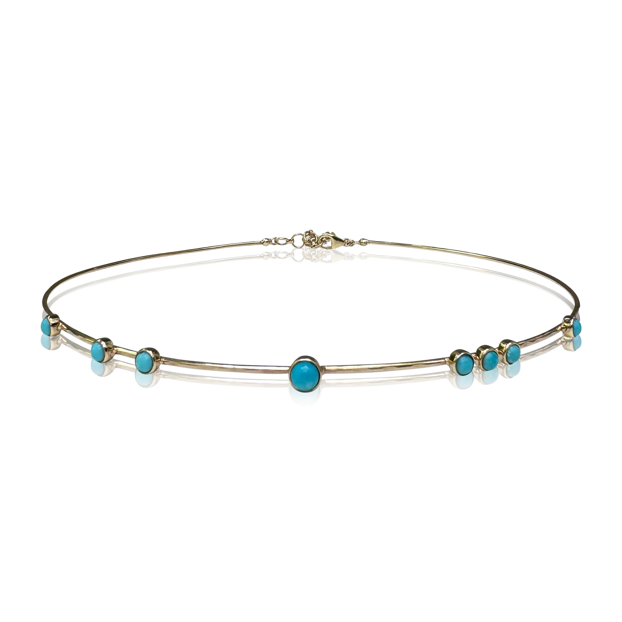 14k Turquoise Hammered Wire Choker