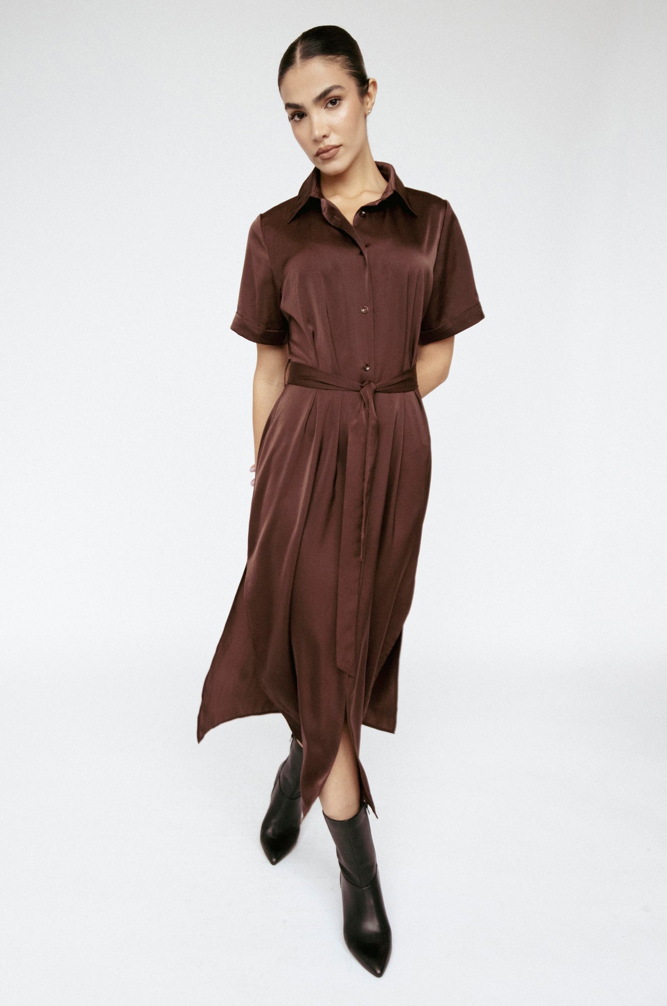 Satin Shirt Dress