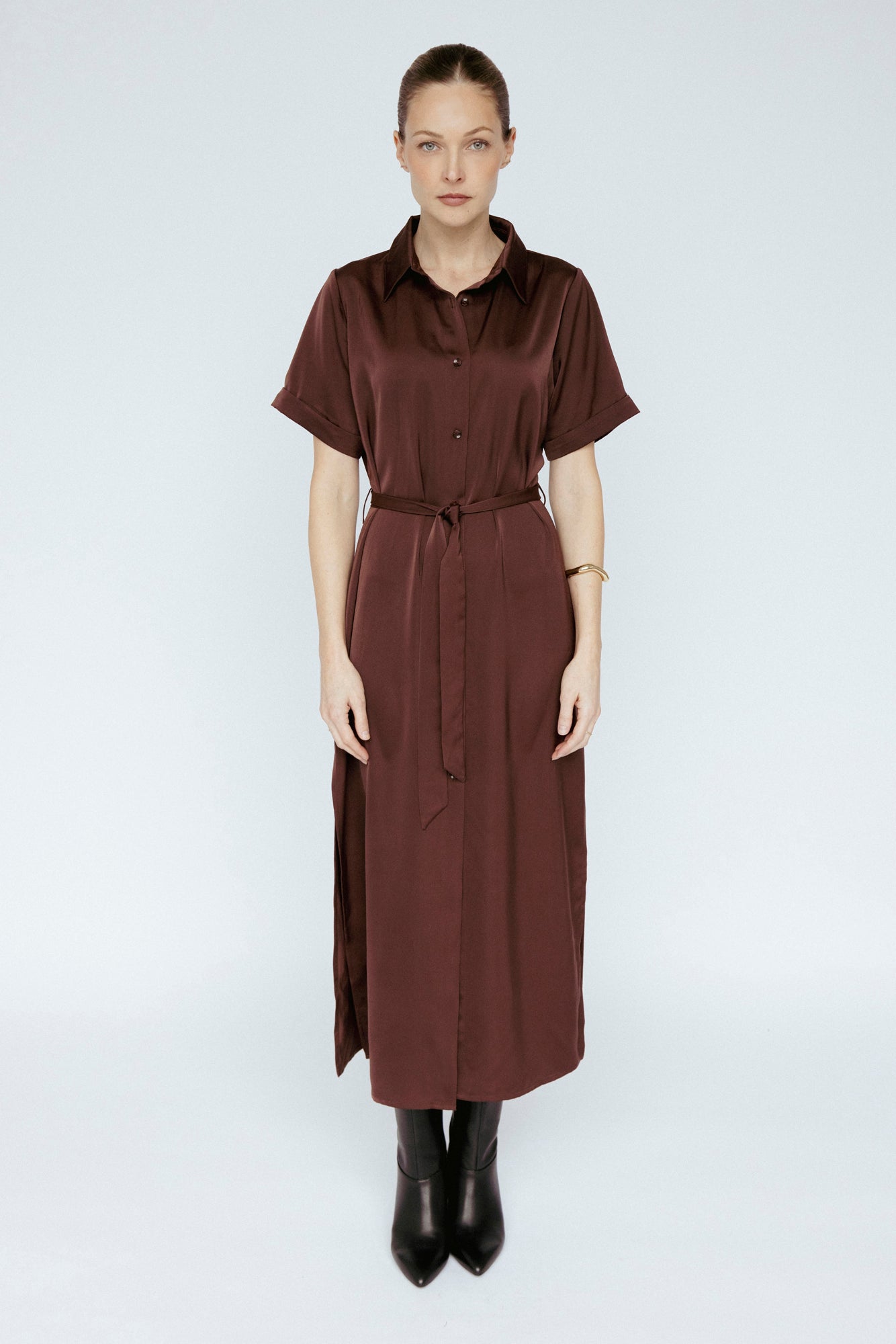 Satin Shirt Dress