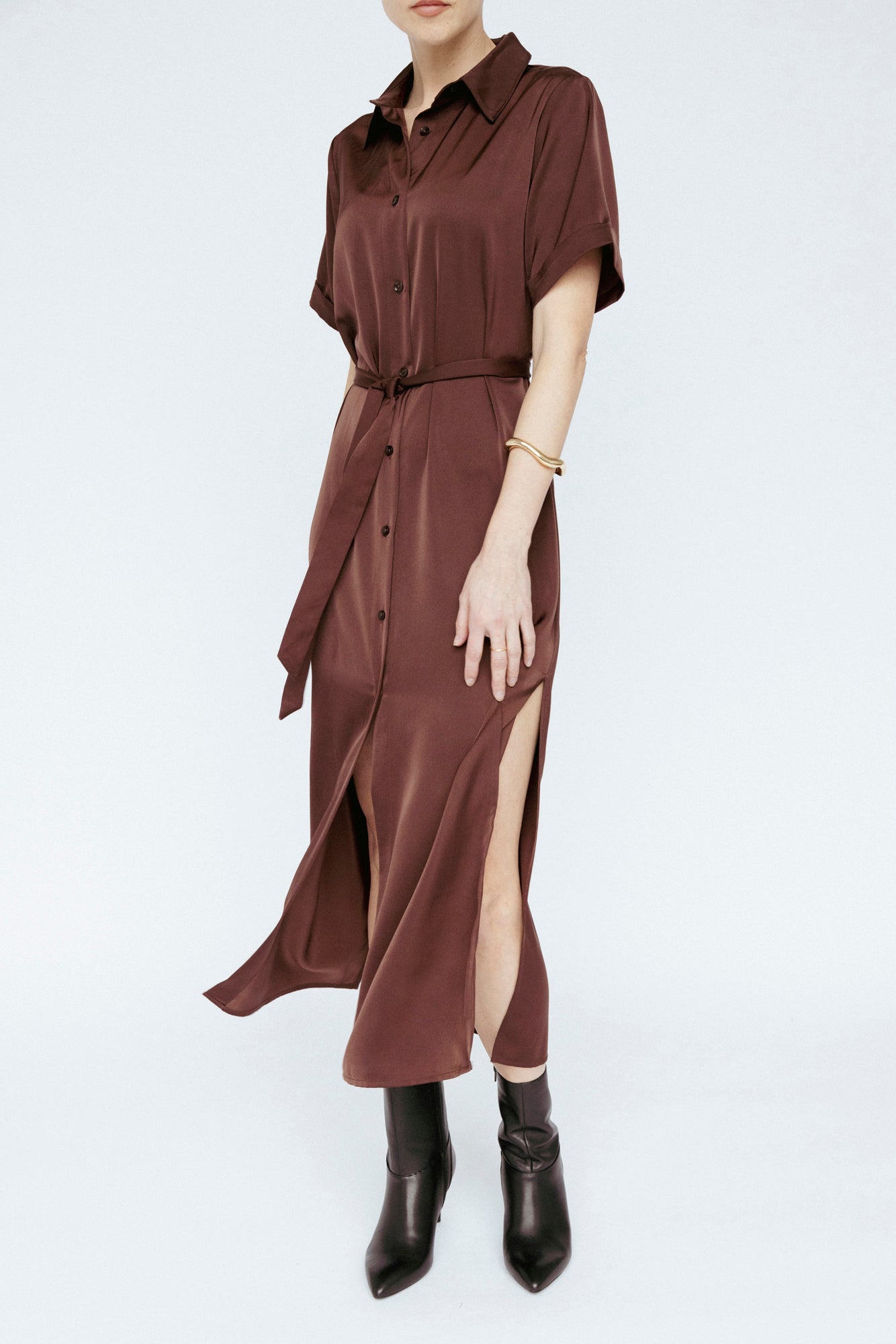 Satin Shirt Dress