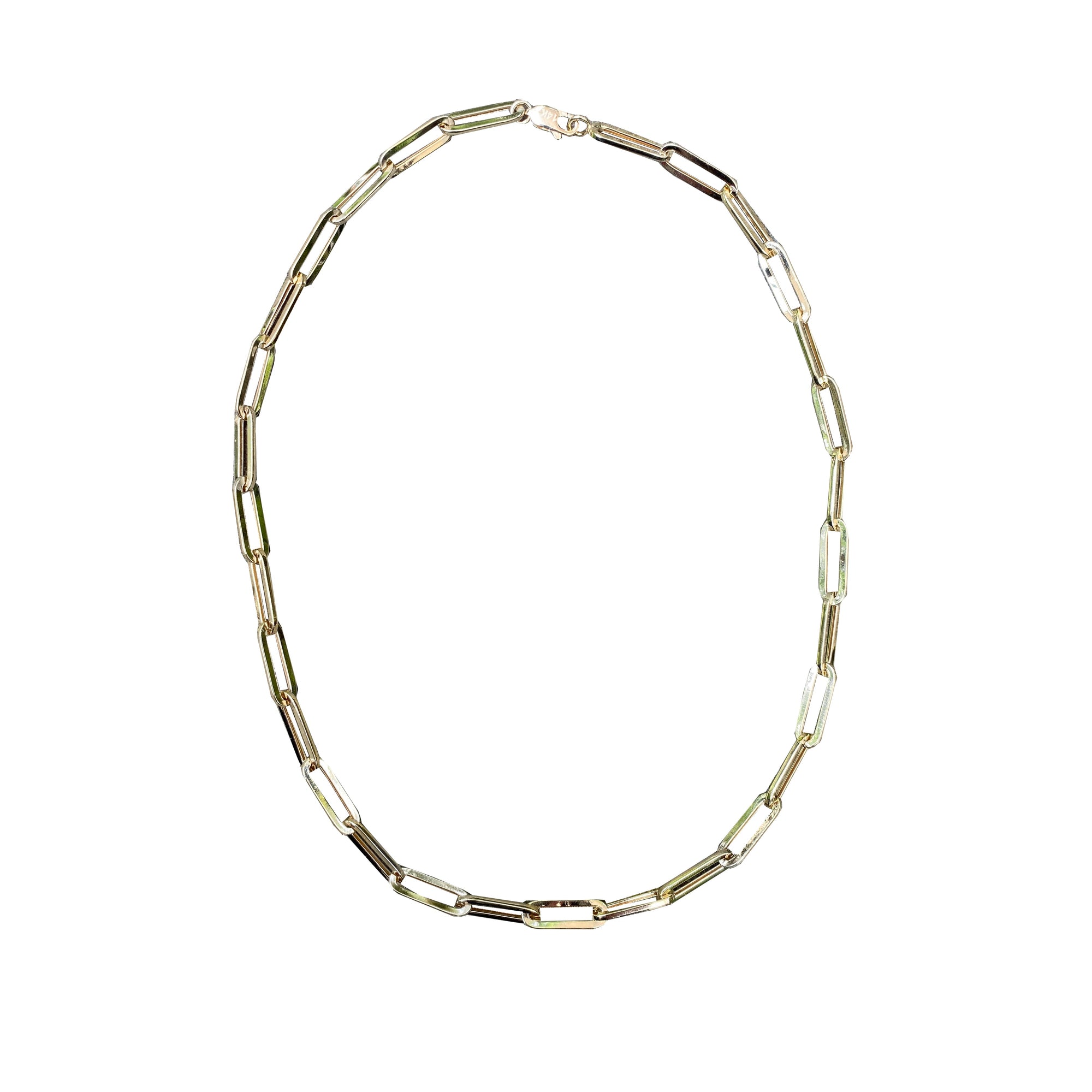 14k Yellow Gold Large Paperclip Necklace
