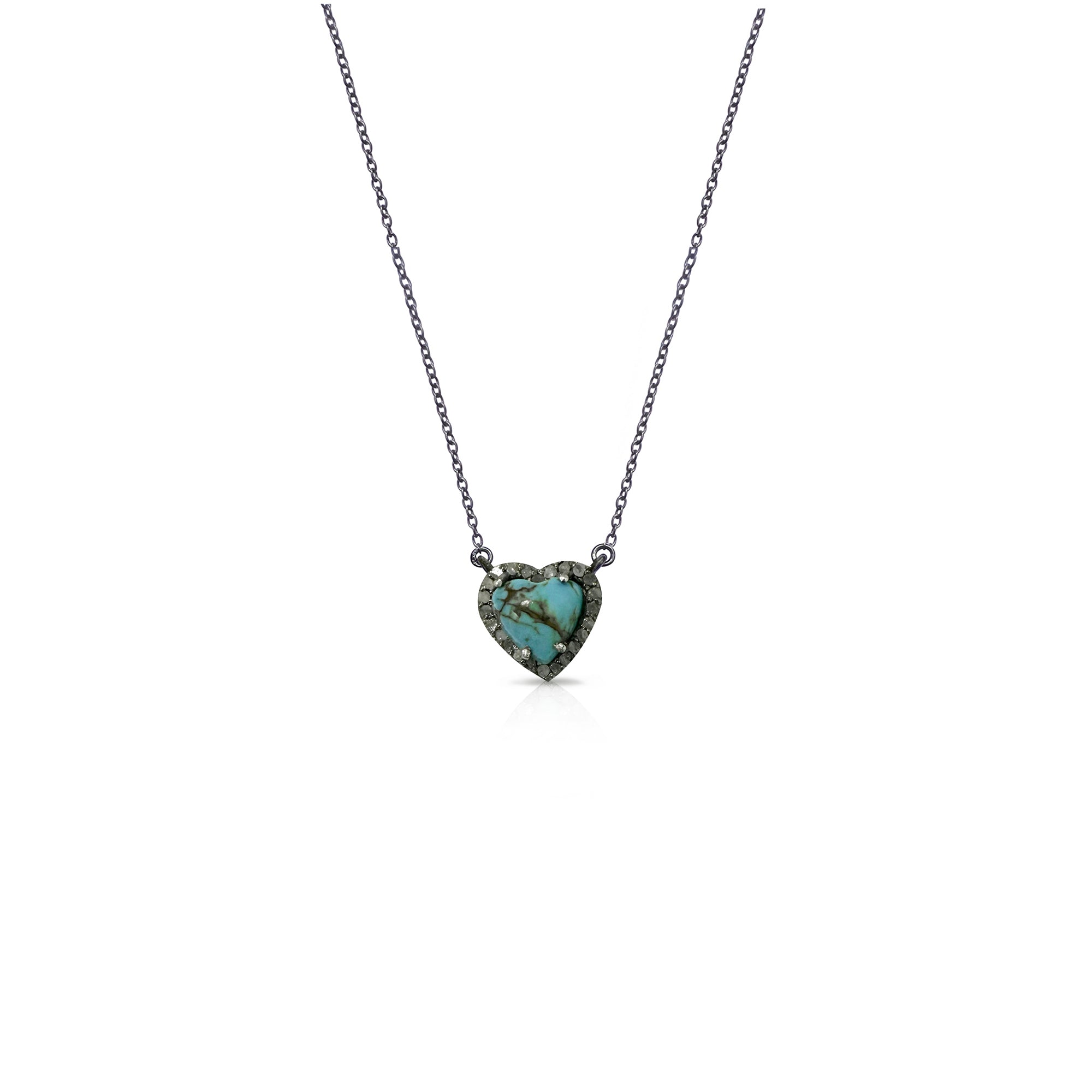 8mm Turquoise Heart Diamond Necklace