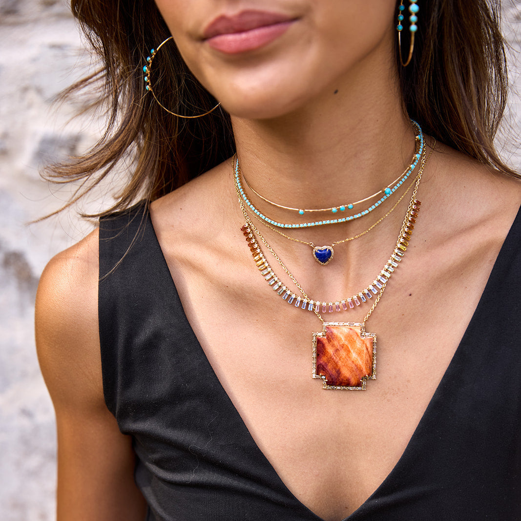 14k Turquoise Hammered Wire Choker