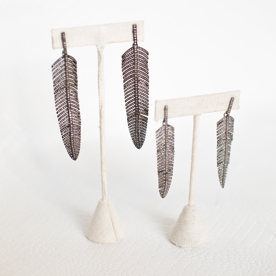 Full Pave Feather Earrings