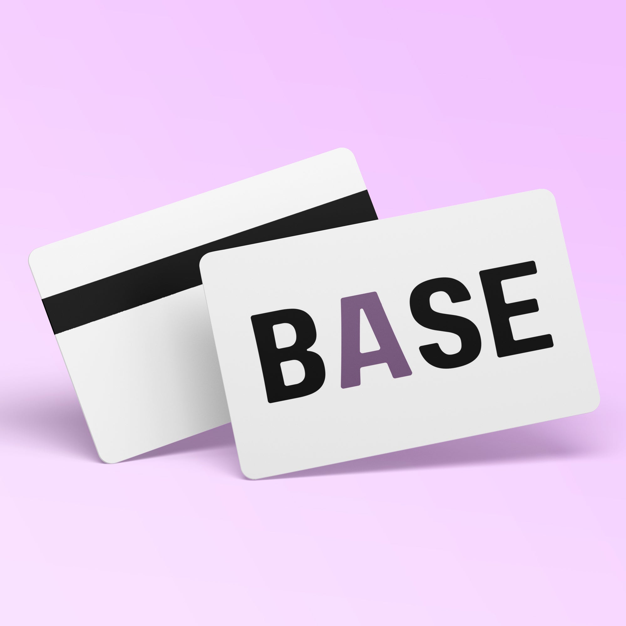 Digital and physical medspa gift cards from Base in Atlanta, redeemable for skincare products and treatments.