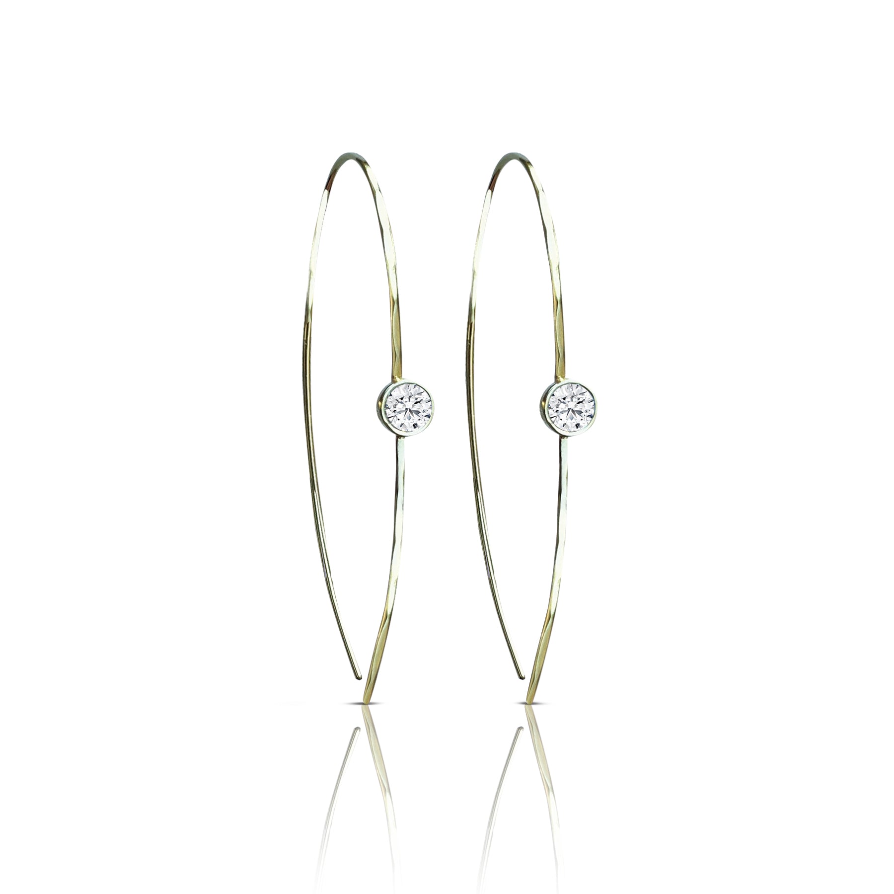 14k Hammered Diamond Earrings