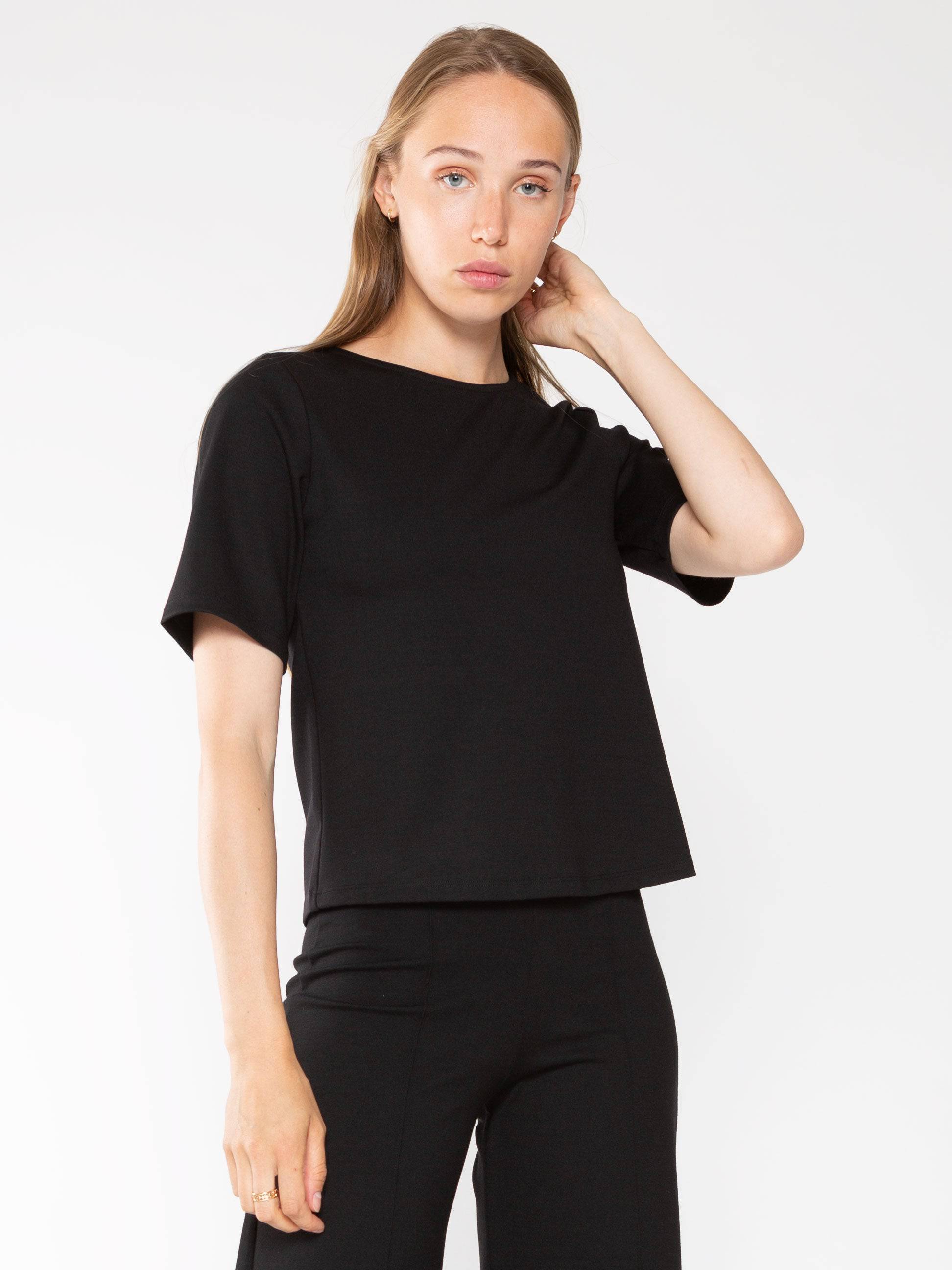 Ponte Knit Short Sleeve Top Extended - Wholesale