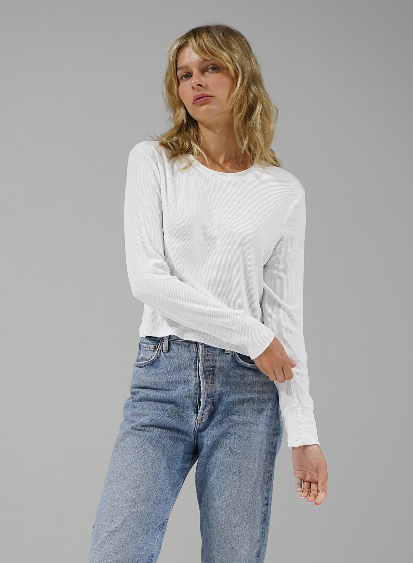 LONG SLEEVE RIBBED CREW